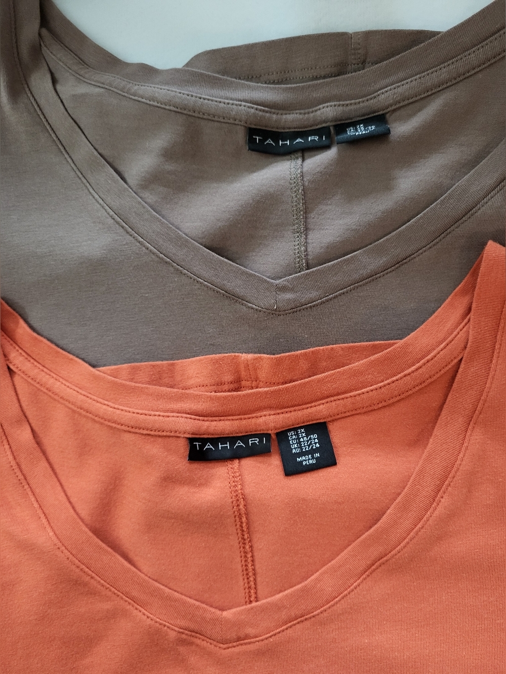 Tahari V-Neck Tee Set — Rust & Taupe Size 2X